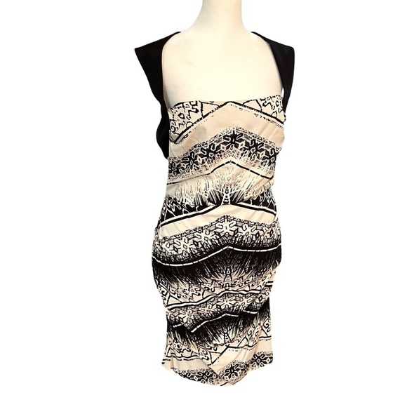 Nicole Miller Artelier Chevron Black and White Batik print Dress Size 12 Party - Picture 9 of 12